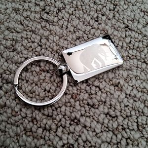 NWOT Banana Republic Silver Metal Logo Keyring Fob